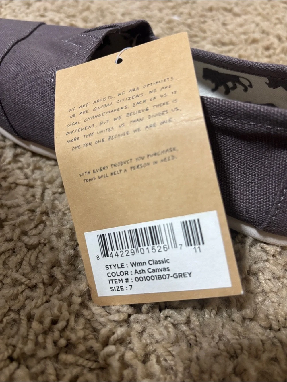 TOMS Canvas Slip-On Shoes - Ash Canvas NWT